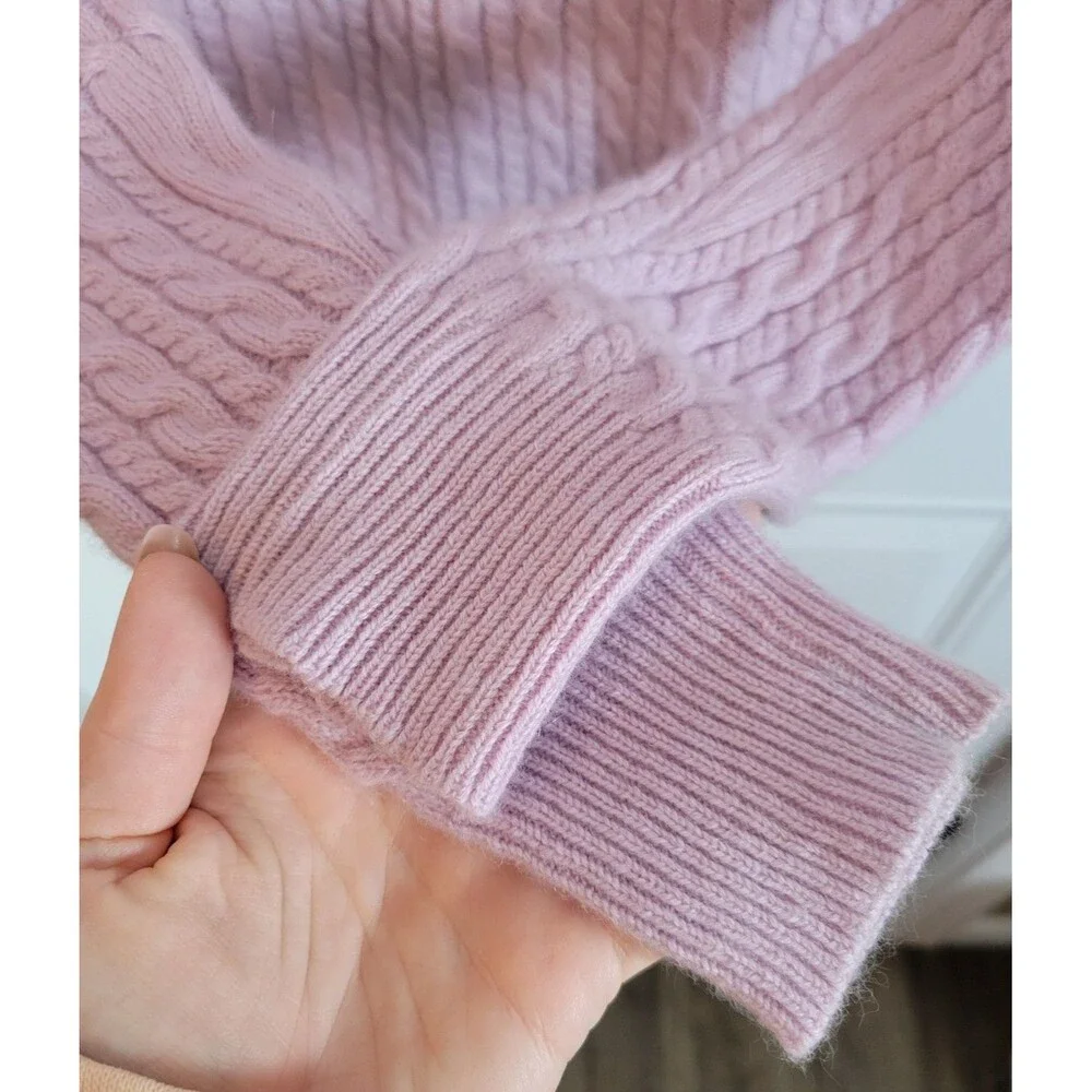 Ann Taylor Cashmere Cable Knit V-Neck Sweater M